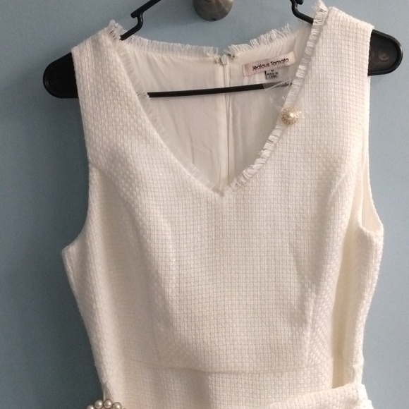 NWOT Jealous Tomato White Textured Mini Dress Size Medium - Picture 3 of 5